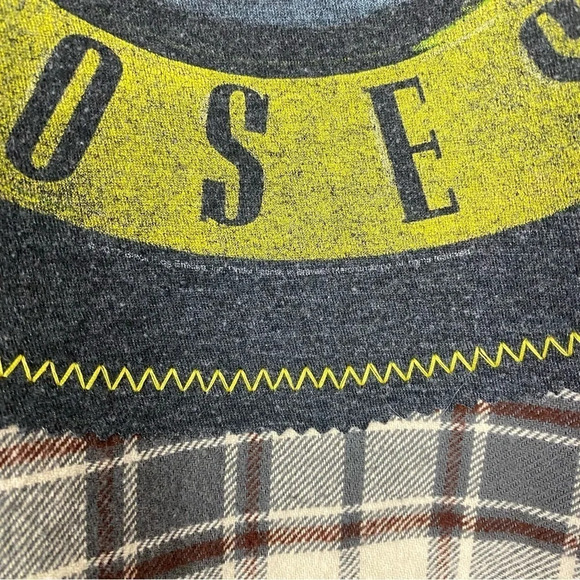 Guns N Roses Band Flannel Shirt Mens Large Unisex Plaid Button Down Shacket Grey - Picture 6 of 11